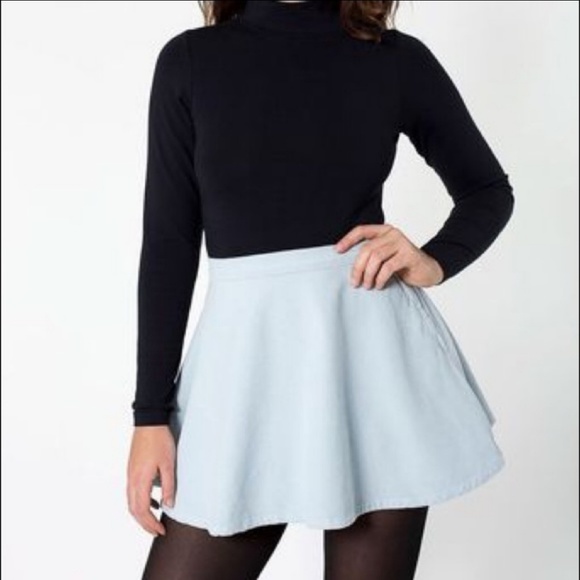 American Apparel Light Blue Corduroy Circle Skirt - Picture 2 of 8
